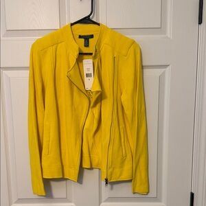 Lauren Ralph Lauren Bright Yellow Asymmetric Zip Blazer